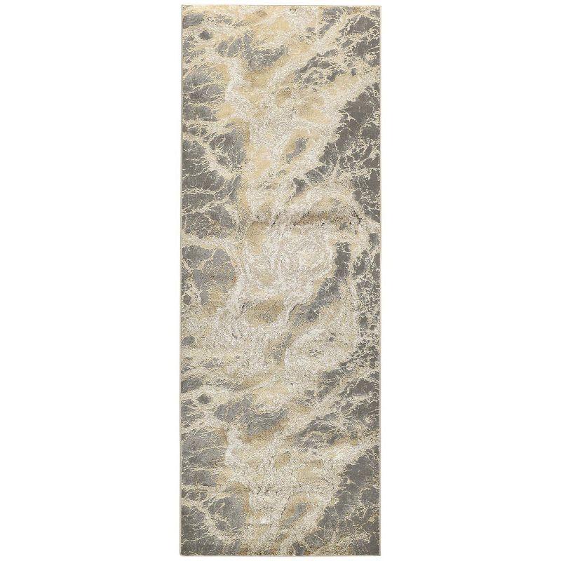 Aura Modern Abstract Ivory/Silver/Gold Area Rug