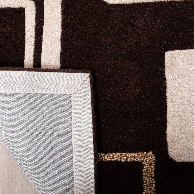 Handmade Tufted Brown and Beige Wool Rectangular Rug