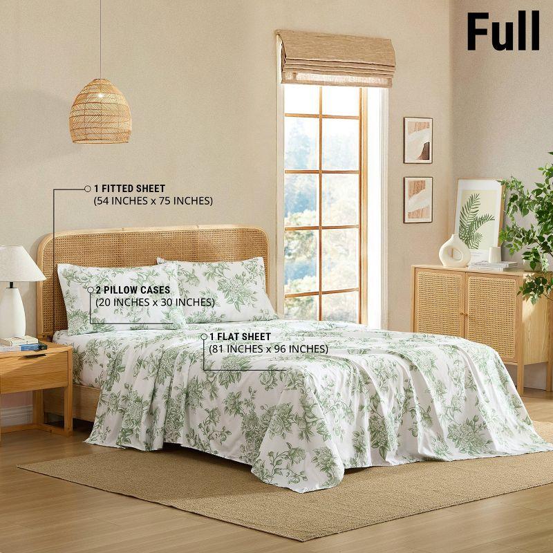 HLC.ME HLC.ME Rose Toile Floral Bed Sheets - Wrinkle Resistant & Ultra Soft - Fits Mattresses up to 15 Inches Deep (Sage Green)