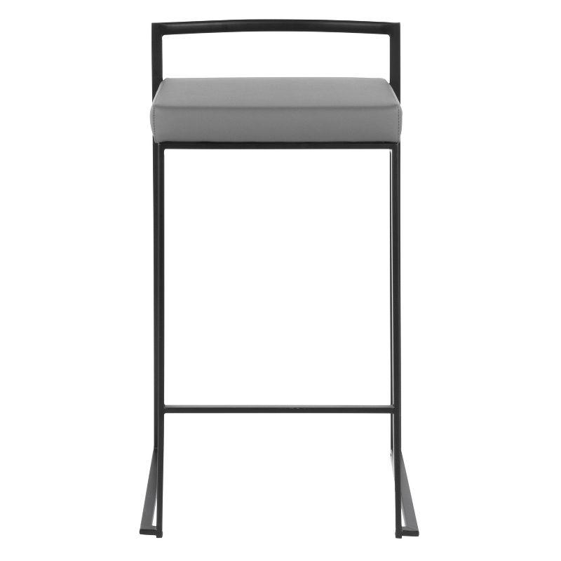 LumiSource Set of 2 26" Fuji Contemporary Counter Height Barstools Gray: Padded, Metal Frame, Stackable