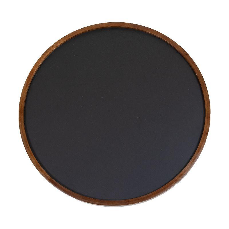 Inbox Zero Round Magnetic Wall Chalkboard With Rustic Brown Frame