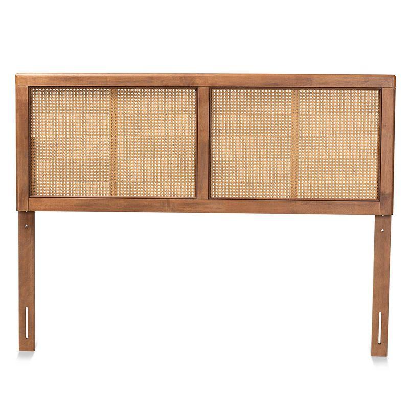 Full Gilbert Wood and Synthetic Rattan Headboard Walnut - Baxton Studio: Bed Frame Mounted, 50" Height