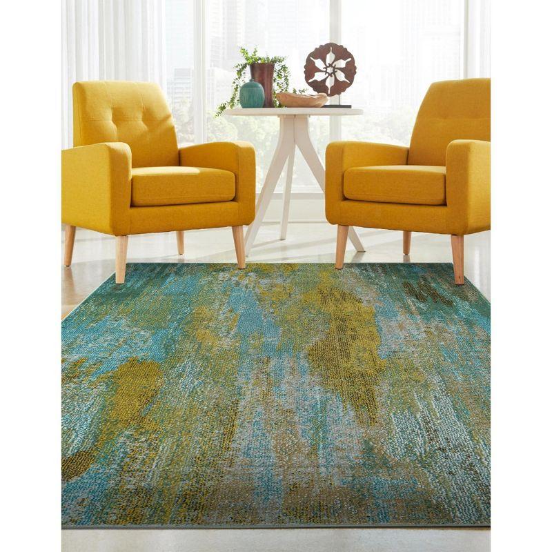 Unique Loom Jardin Collection Area Rug - Lilly (7' 1" x 10' Rectangle Turquoise/Gray)