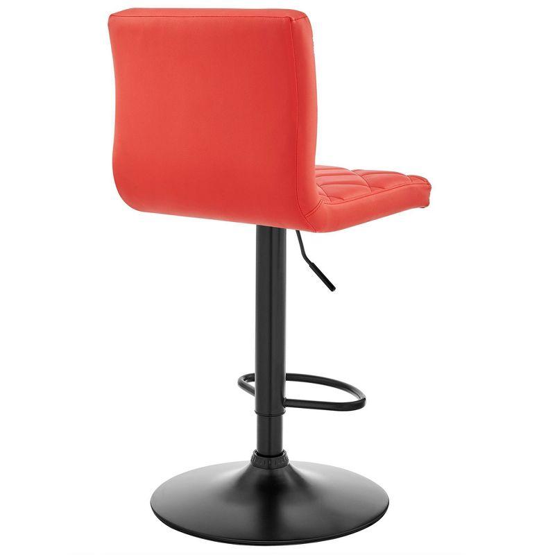 Contemporary Red Faux Leather Adjustable Swivel Barstool with Metal Base