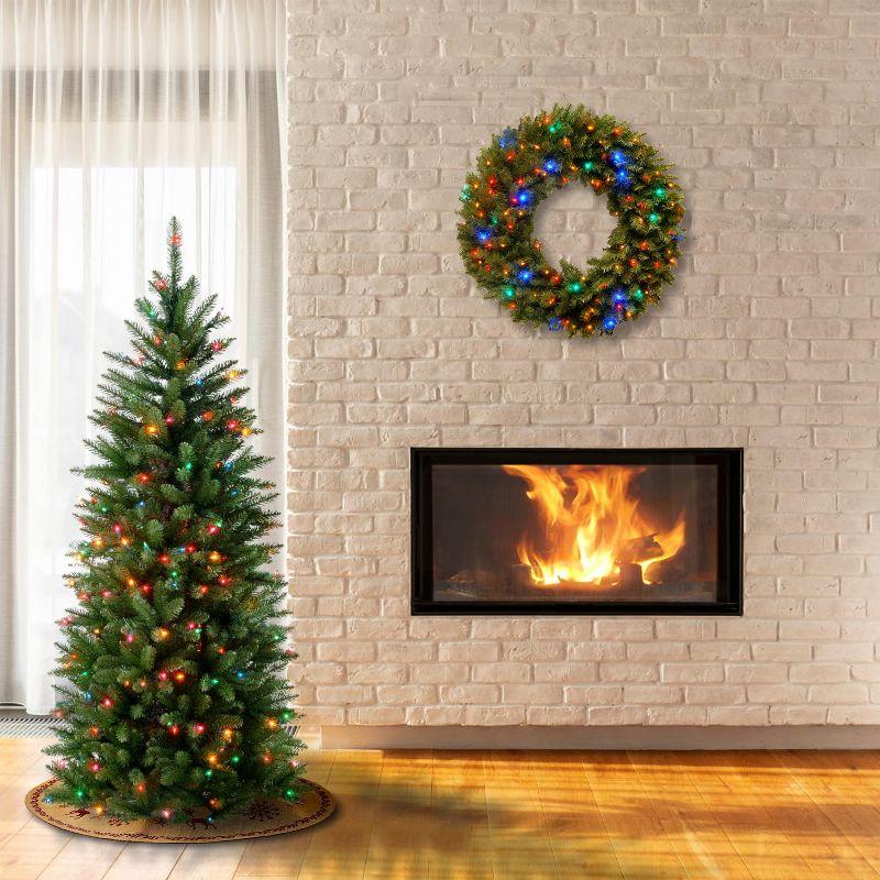 Prelit Pencil Slim Kingswood Fir Artificial Christmas Tree Multicolor Lights - National Tree Company