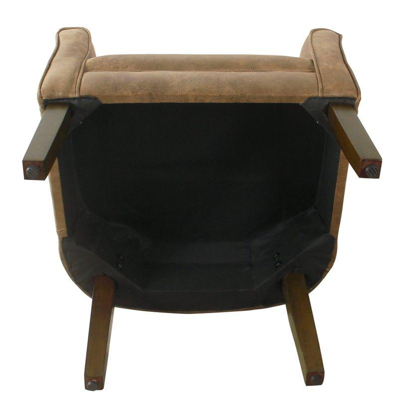 Flax Brown Faux Leather Modern Barrel Accent Chair