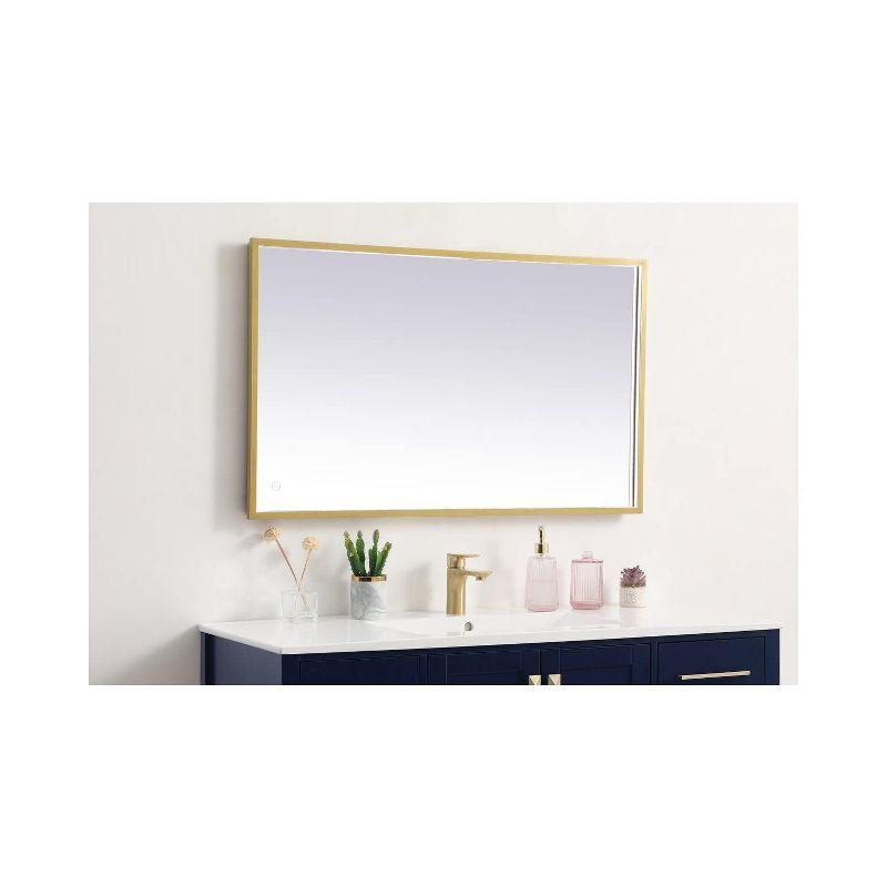 Elegant Lighting Pier 24x30 inch LED Mirror with Adjustable Color Temperature 3000K/4200K/6400K in Brass