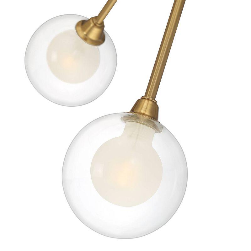 Possini Euro Design Spheres Modern Ceiling Light Flush Mount Fixture 28" Wide Warm Brass 9-Light LED Clear Globe Glass for Bedroom Kitchen Living Room