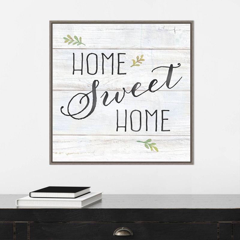 22" x 22" Farmhouse Sign I Home Sweet Home by Cynthia Coulter Framed Canvas Wall Art Print - Amanti Art: Modern Decor, Botanical Design