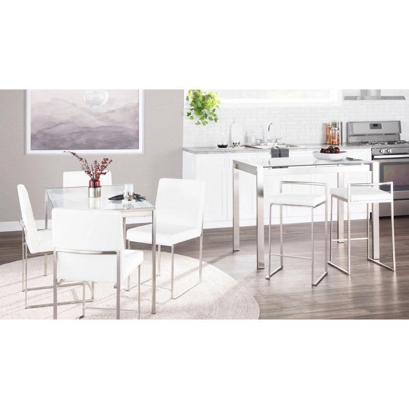 Set of 2 Highback Fuji Dining Chairs: Upholstered, Padded, Metal Frame - LumiSource
