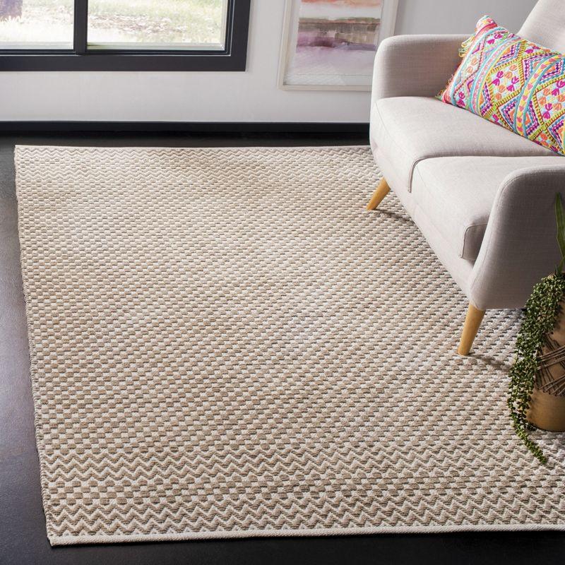 Taupe Geometric Handmade Cotton Area Rug 3' x 5'