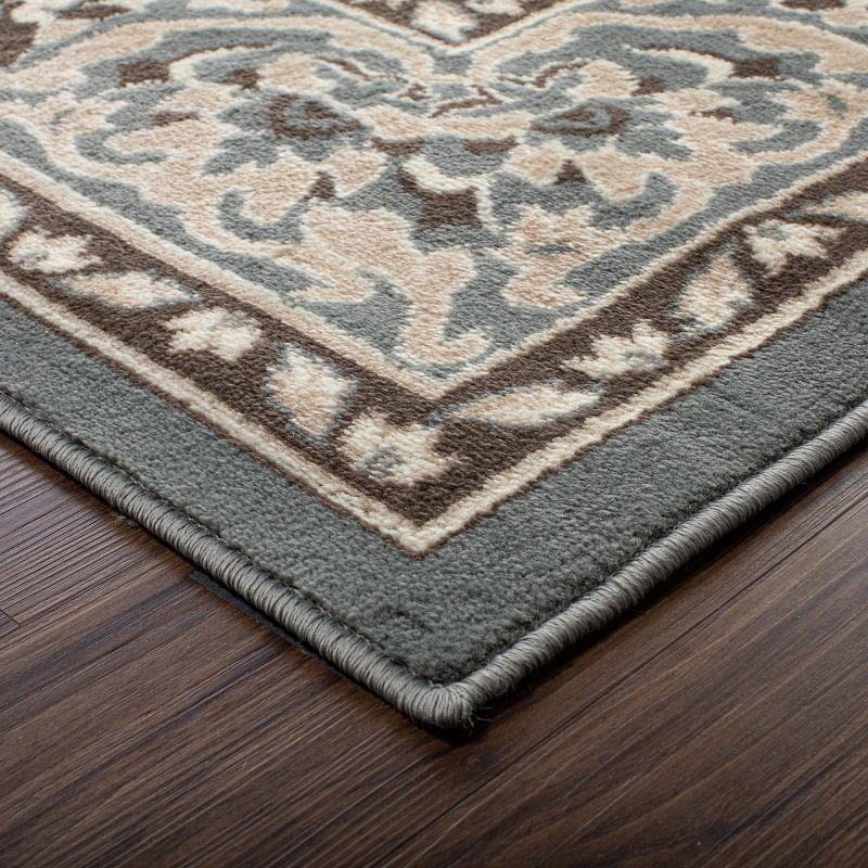 Traditional Vintage Medallion Floral Scroll Indoor Area Rug, 3'x5', Grey - Blue Nile Mills