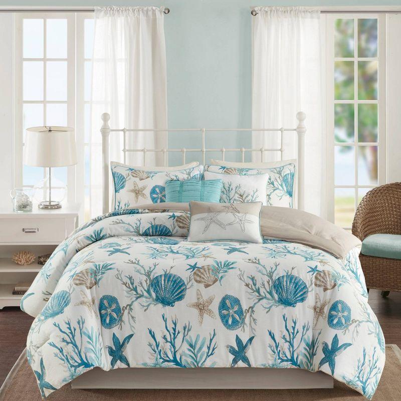 Madison Park Pebble Beach 7 Piece Cotton Sateen Comforter Set