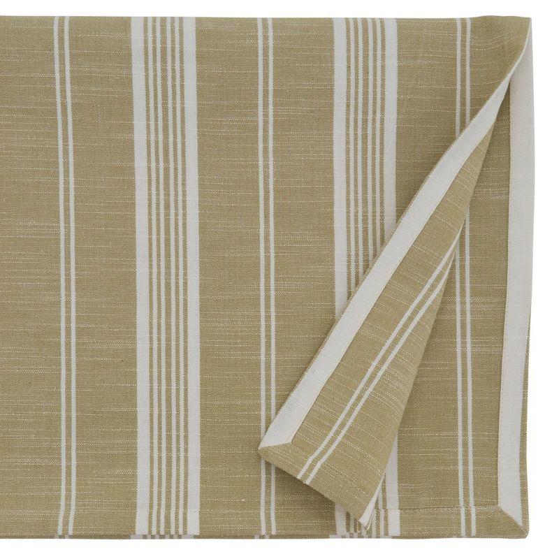104" x 65" Cotton Striped Tablecloth Beige - Saro Lifestyle: Rectangle Dinner Table Cloth, Machine Washable