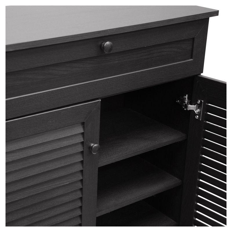 Baxton Studio Harding Shoe - Storage Cabinet - Espresso: Wood Composite, Holds 20 Pairs, Freestanding Design