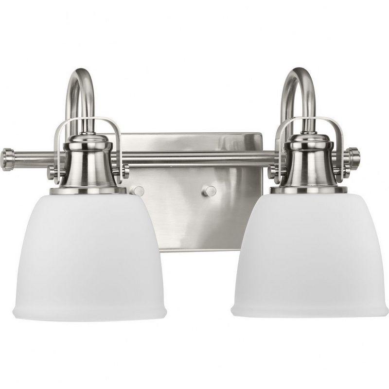 Progress Lighting Preston Collection 2-Light Bath Light, Brushed Nickel, Opal Glass