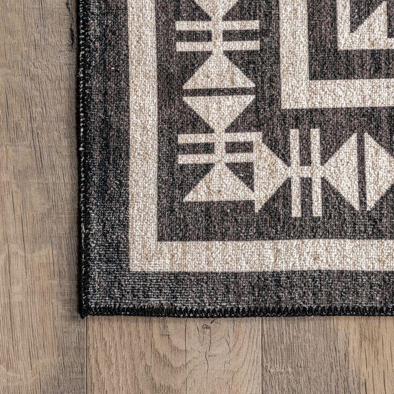 Beige Southwestern Medallion 8' x 10' Washable Area Rug