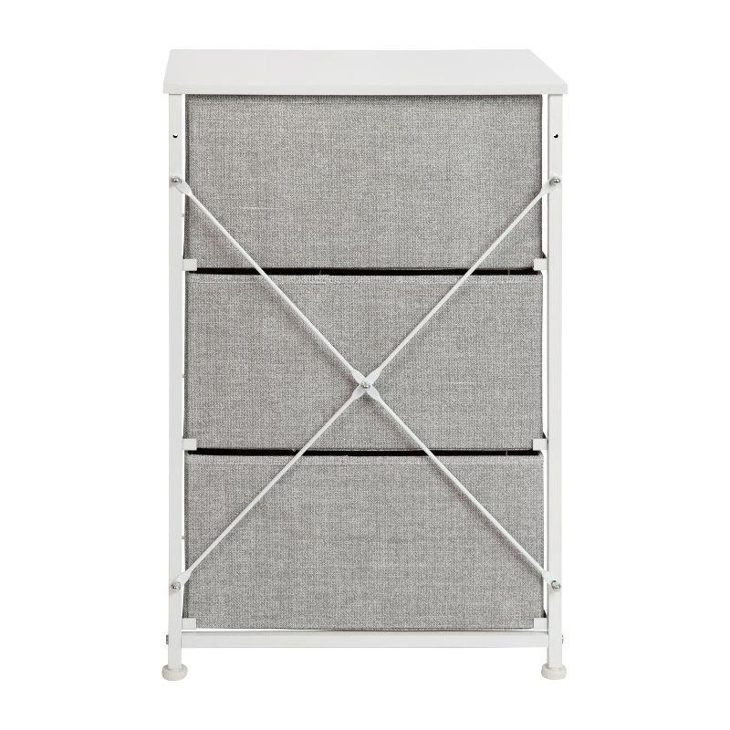 Flash Furniture Malone 3 Drawer Vertical Storage Dresser with Wood Top & Fabric Pull Drawers