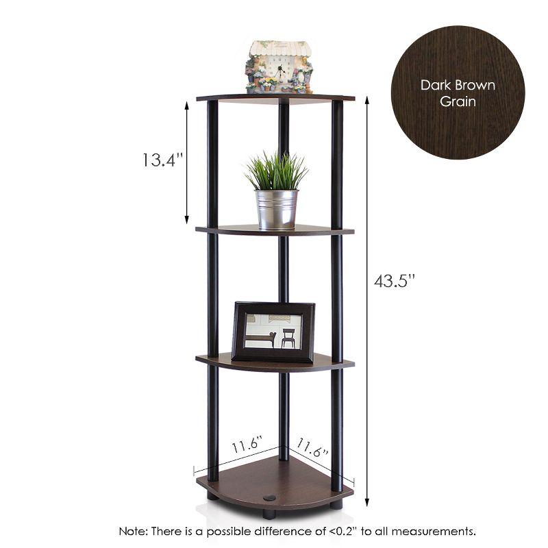 Furinno 4-Tier Bathroom Storage Shelf Corner Display Multipurpose Rack,Dark Brown