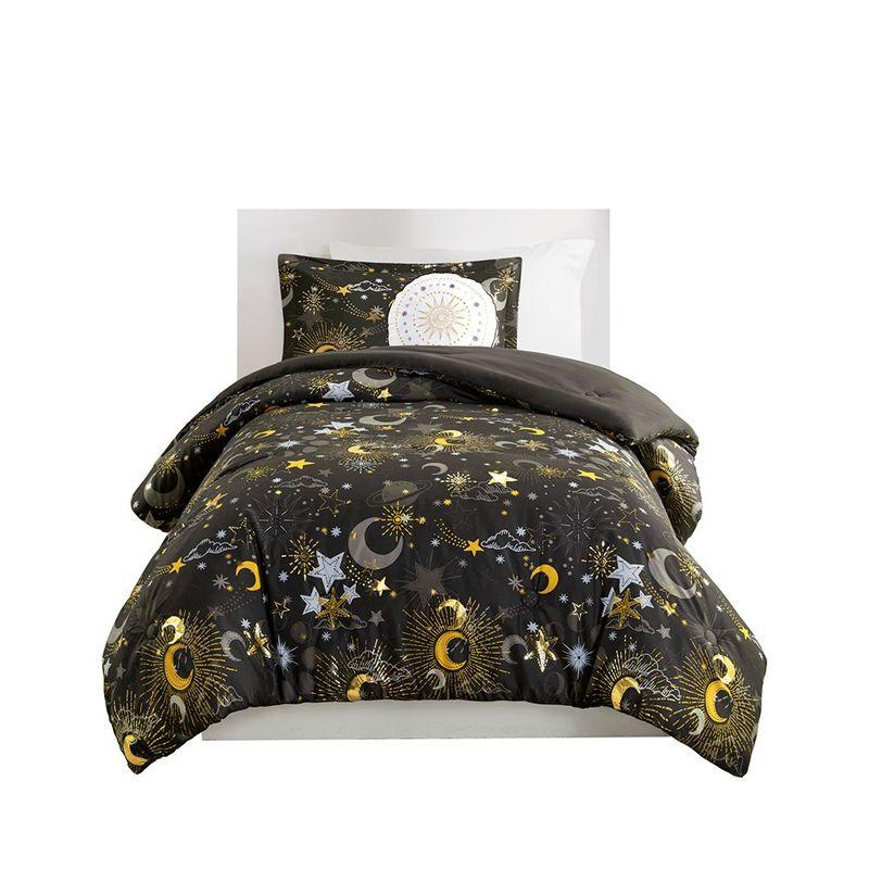 Mi Zone Kids Celia Blush/Gold Starry Sky Metallic Print Comforter Set