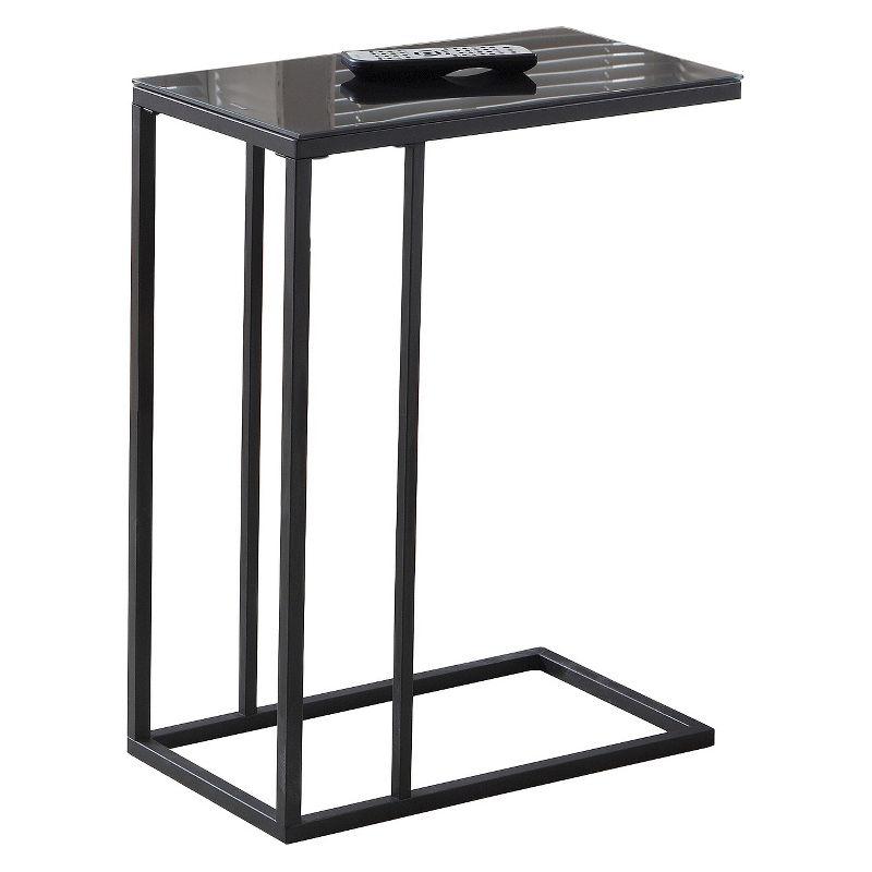 17 Stories Accent Table, C-Shaped, End, Side, Snack, Living Room, Bedroom, Tempered Glass Metal, Contemporary, Modern