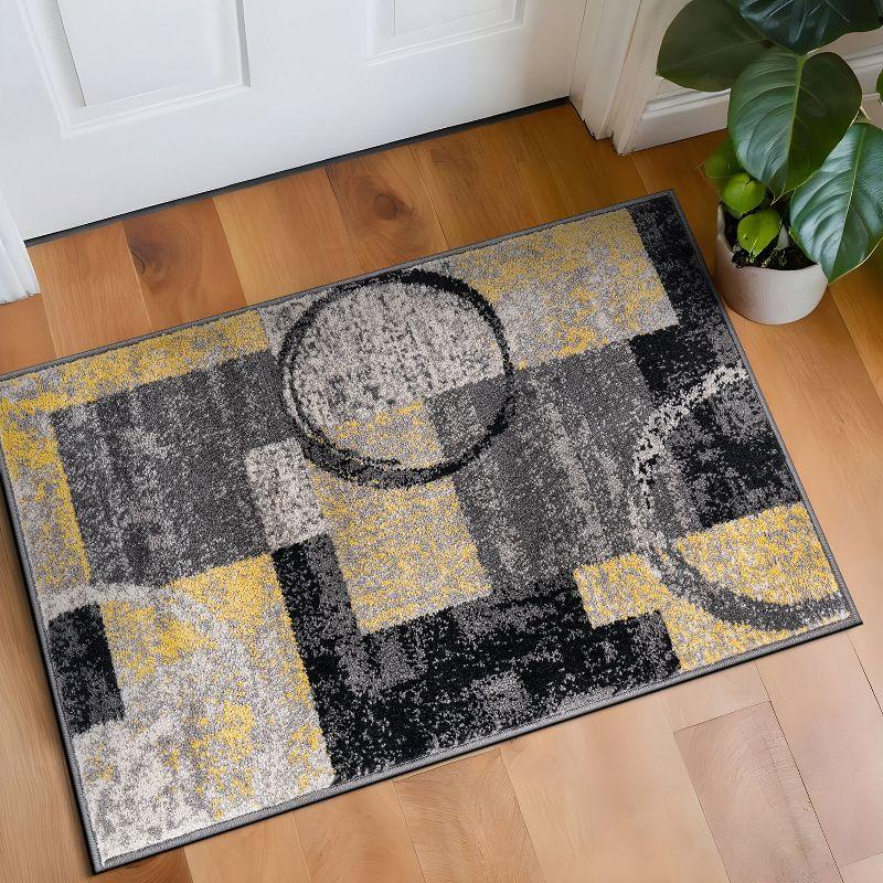 World Rug Gallery Abstract Circle Yellow 2'x3' Area Rug