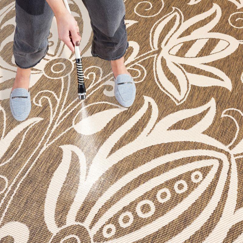 Courtyard CY2961 UV & Stain Resistant Non-Shedding Power Loomed Indoor/Outdoor Area Rug - Brown/Natural - 7'10"x7'10" - Safavieh