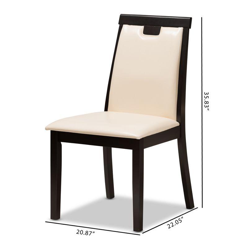 Set of 2 Evelyn Modern And Contemporary Faux Leather Upholstered And Finished Dining Chairs Dark Brown/ Beige - Baxton Studio