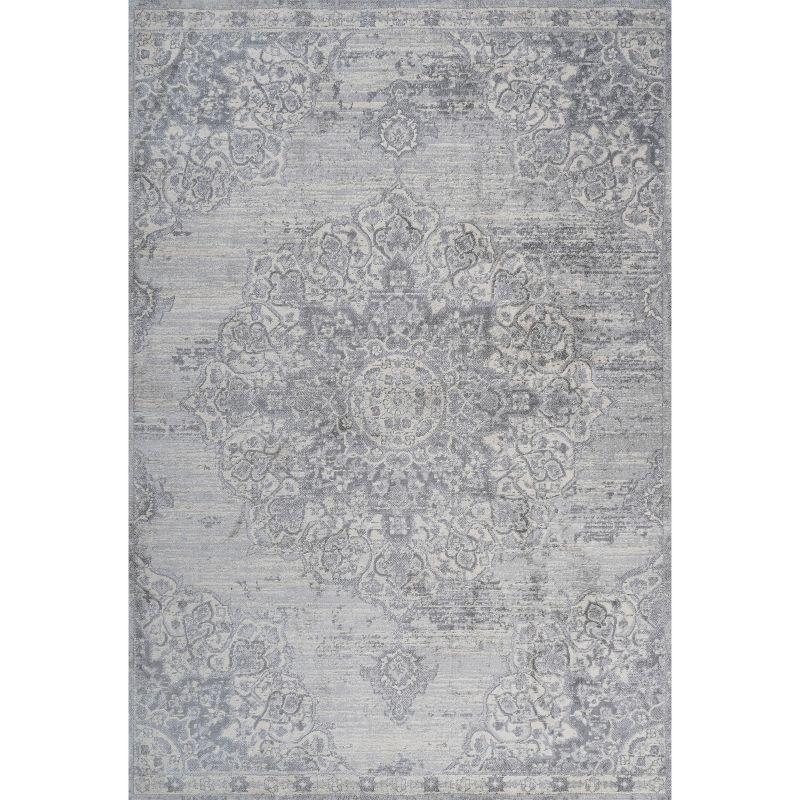 5' X 8' Modern Persian Vintage Moroccan Medallion Area Rug, Light Gray - JONATHAN Y
