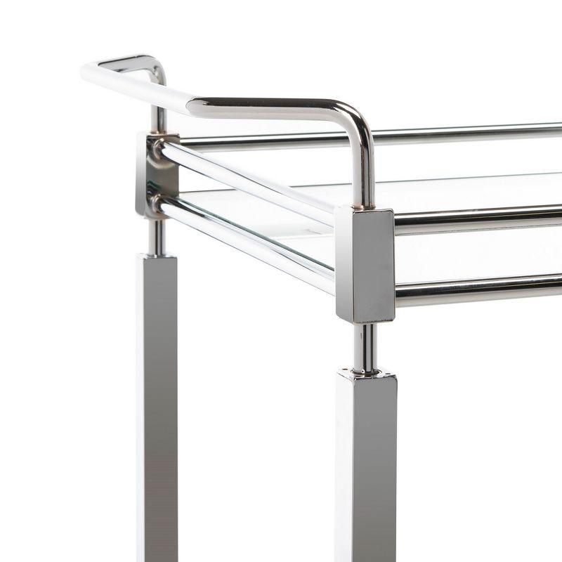 Chrome Glass 32" Transitional Rectangular Bar Cart with Storage