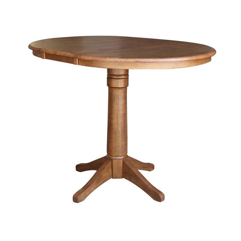 Eco-Friendly Round Oak Pedestal Table with Extendable Leaf