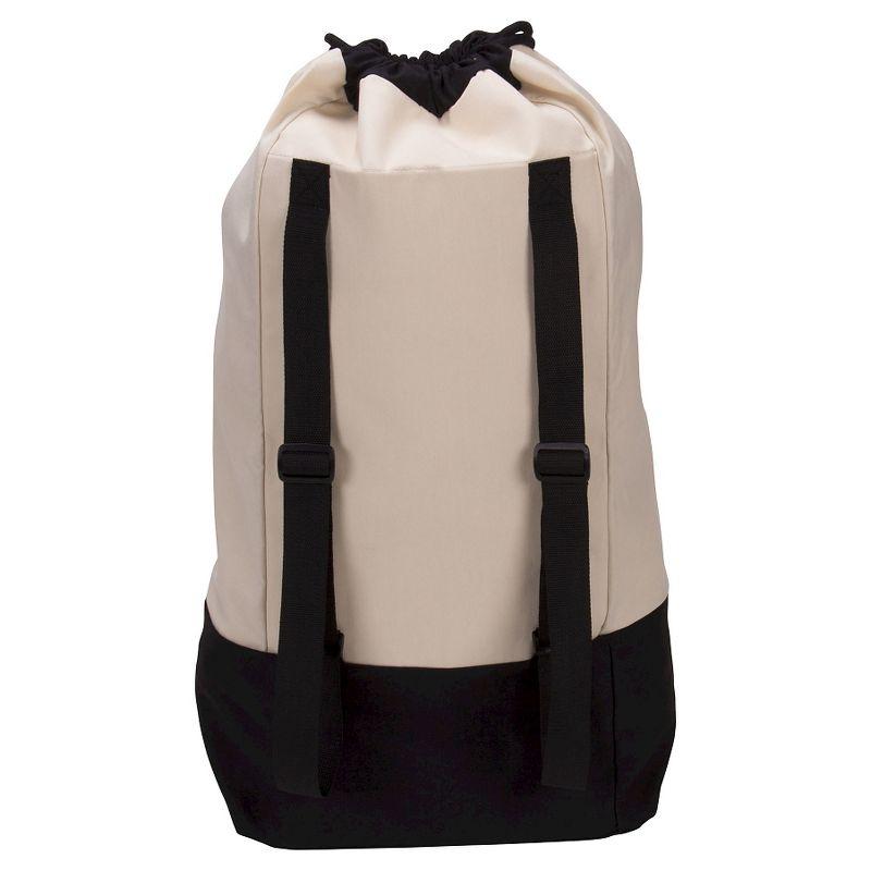 Household Essentials Backpack Duffel Laundry Bag Canvas Drawstring Cream/Black