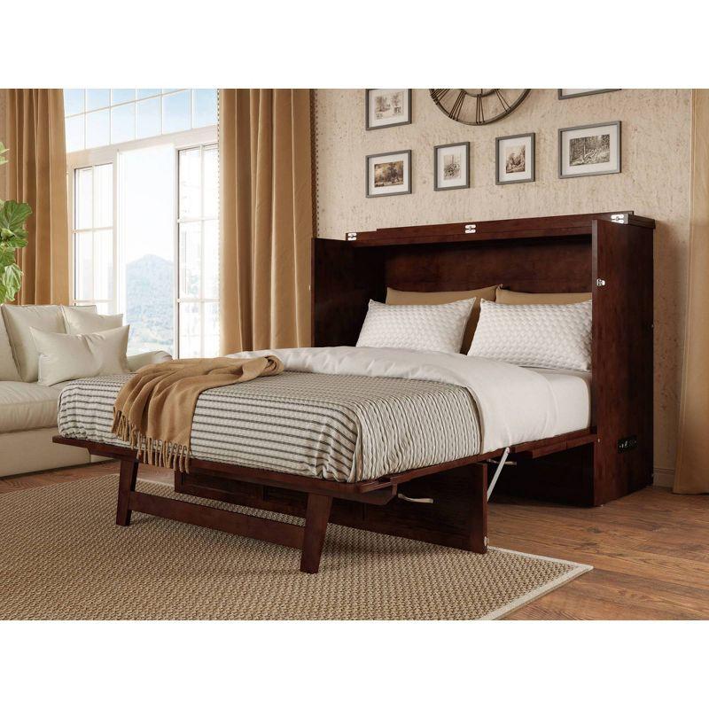 Full Deerfield Murphy Bed Chest with Charger Walnut - AFI: Bedroom Furniture, No Box Spring Needed