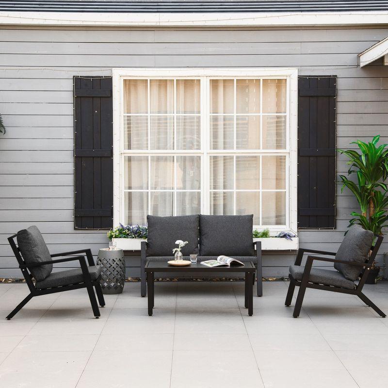 Rustic 4-Piece Outdoor Lounge Set with Cushioned Loveseat and Chairs