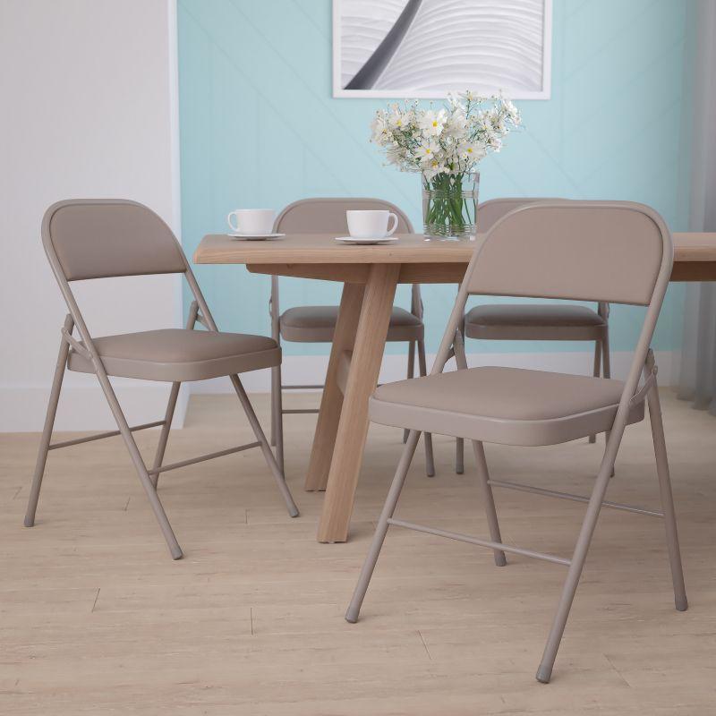Flash Furniture 4 Pack HERCULES Series Double Braced Gray Vinyl Folding Chair