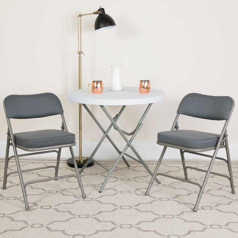 Set of 4 Hercules Gray Vinyl Padded Metal Folding Chairs