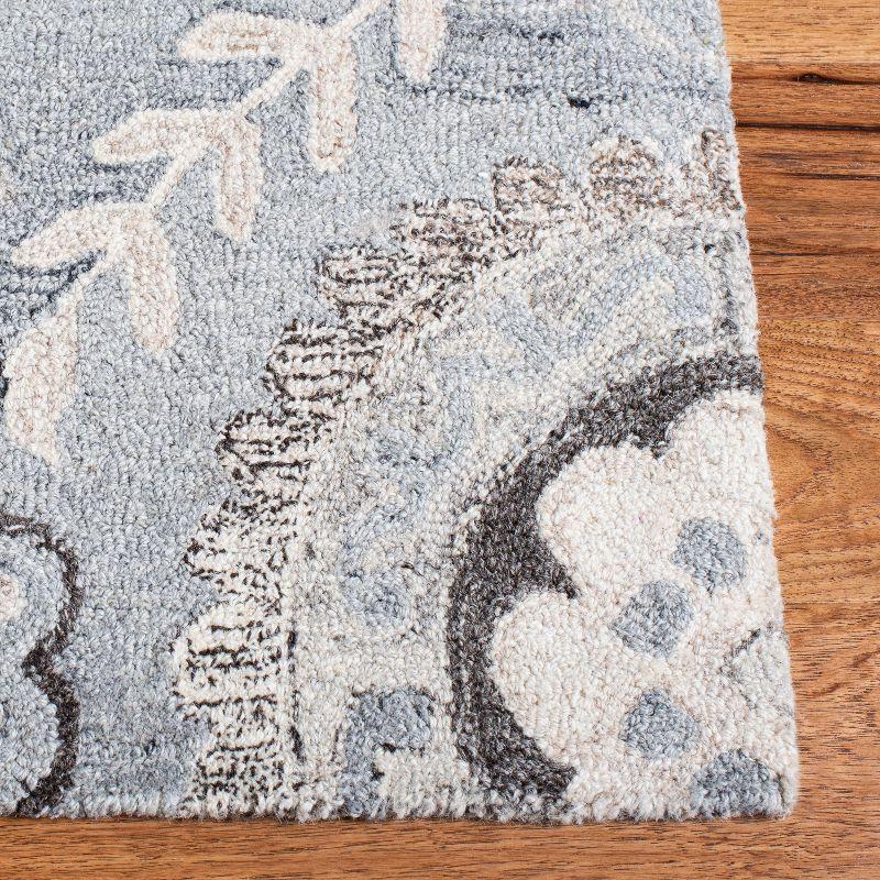 Handmade Gray Floral Tufted Wool Area Rug 8' x 10'