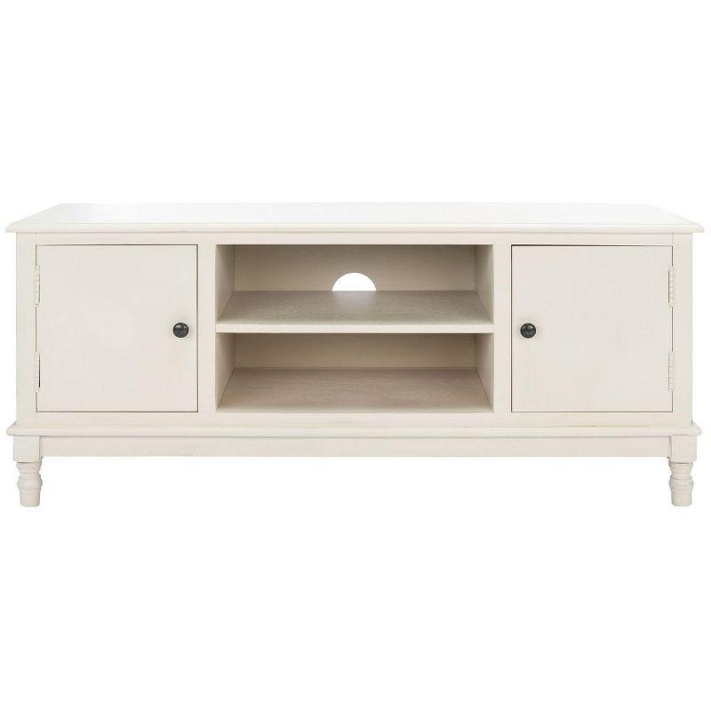 Countryside Charm Distressed White 53" Media Stand with Cabinet