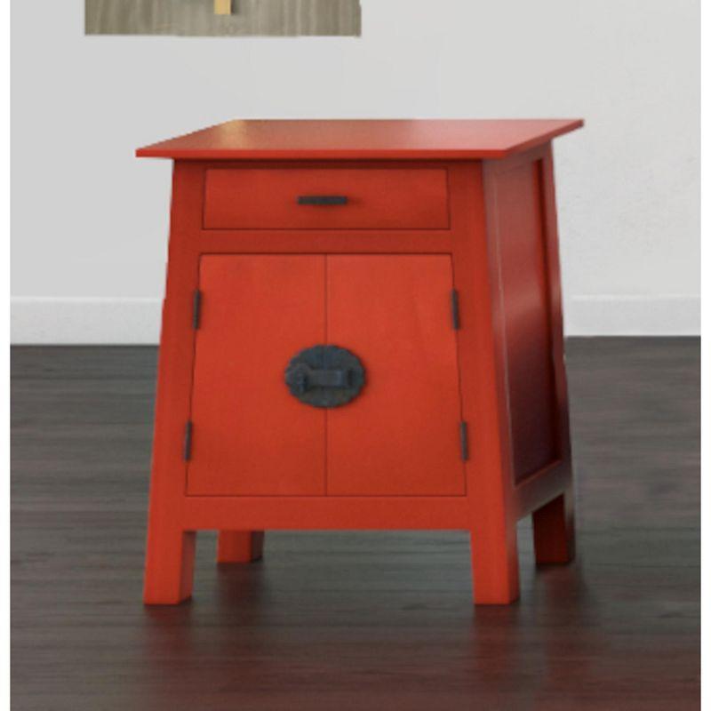 Besthom Shabby Chic Cottage 21 in. Red Rectangular Wood End Table