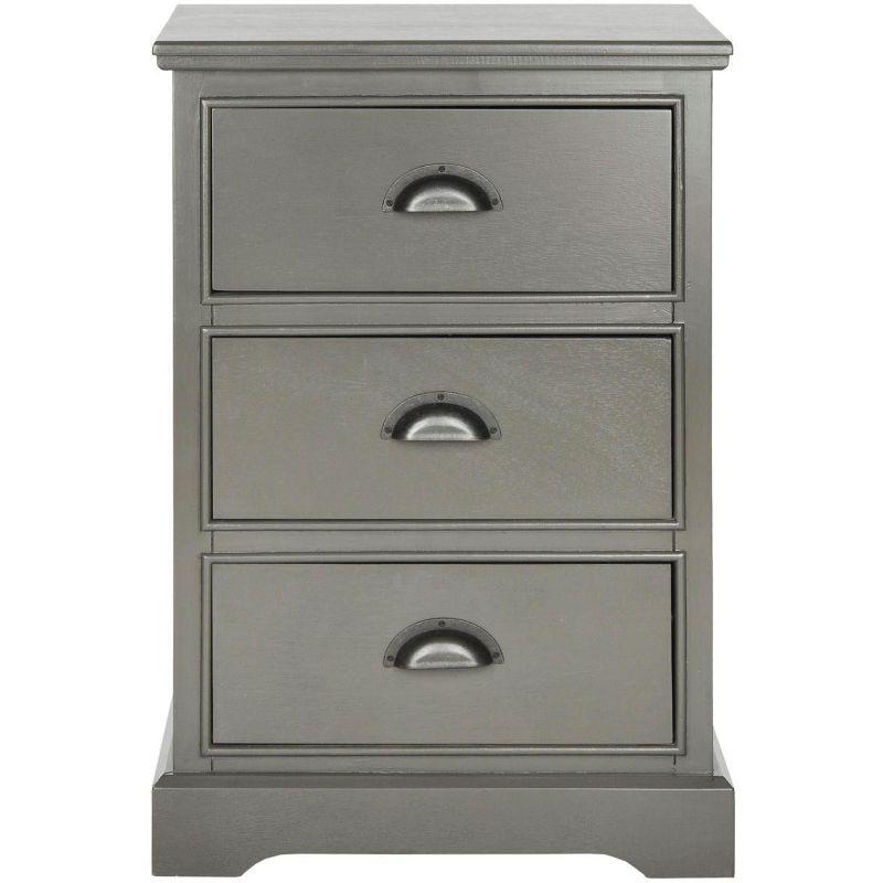 Griffin 3 Drawer Side Table - Grey - Safavieh.