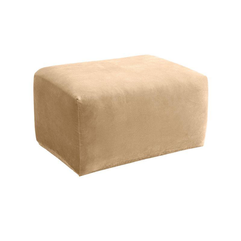 Stretch Pique Ottoman Slipcover Cream - Sure Fit: Elastic-Fit Bottom, Indoor Use, Machine Washable