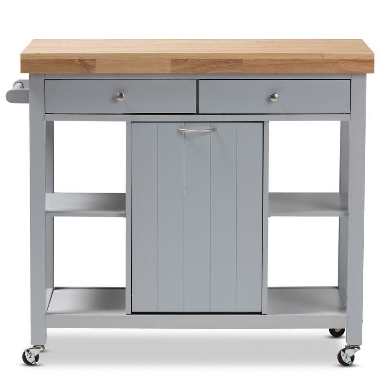 Hayward Kitchen Cart: Storage, Prep Station, Pull-Out Trash - Baxton Studio