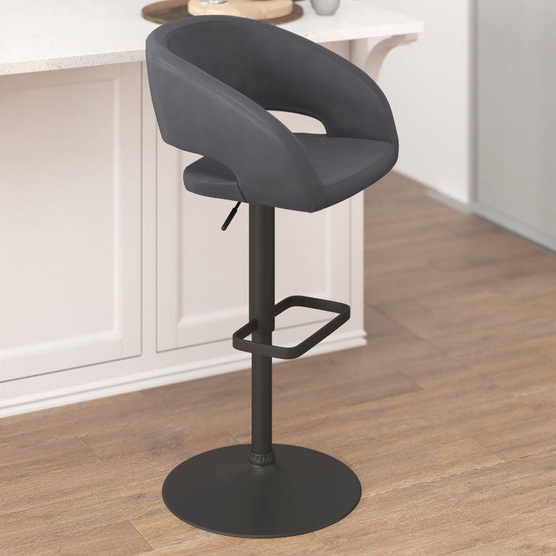 Flash Furniture Contemporary Vinyl Adjustable Height Barstool with Rounded Mid-Back