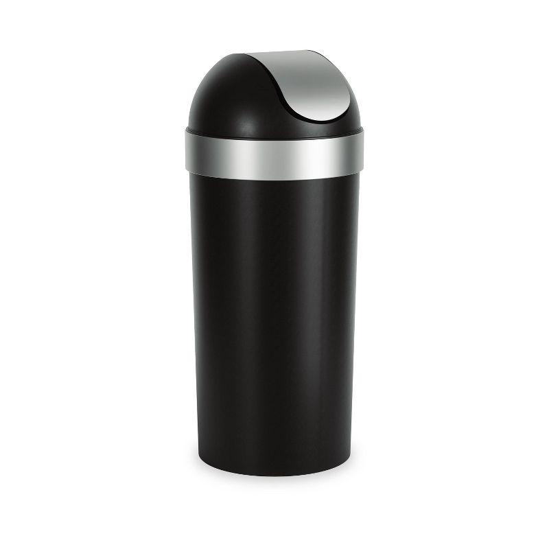 Umbra Black and Silver 16-Gallon Swing-Top Trash Can