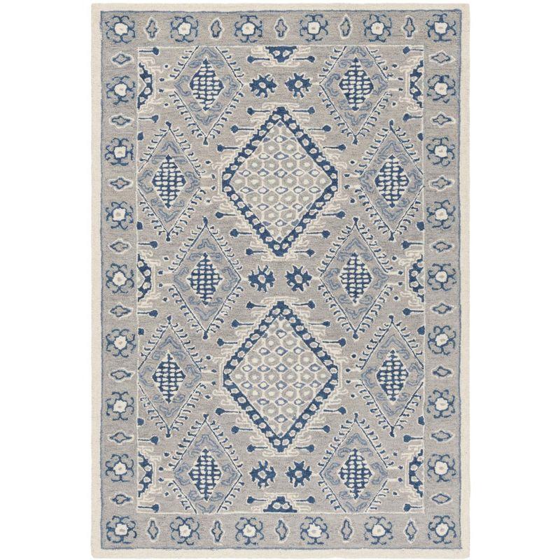 Micro-Loop MLP511 Hand Tufted Indoor Accent Rug - Light Grey/Blue - 4'x6' - Safavieh