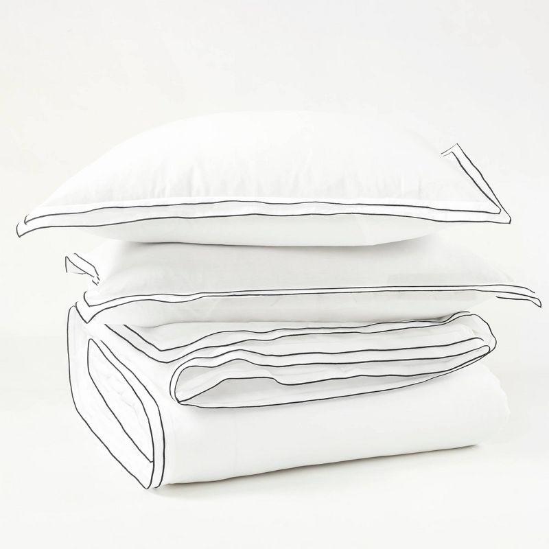 Hampton Double Flange Embroidered Contrast Edge Comforter 3 Pieces Set