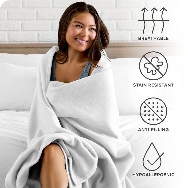 White Full/Queen Lightweight Polar Fleece Blanket by Bare Home