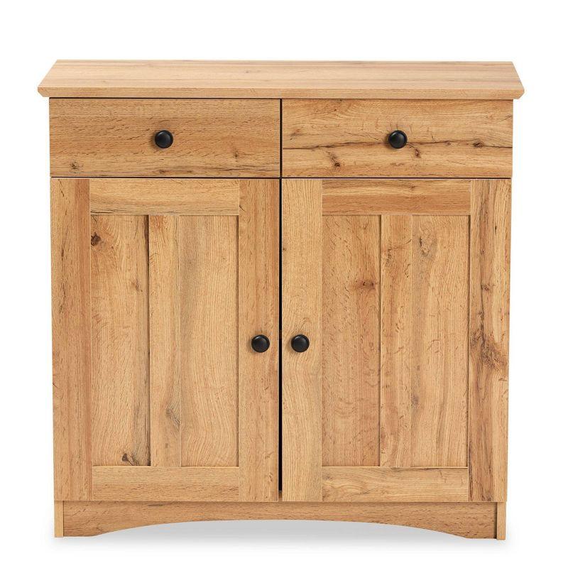 Lauren Wood 2 Door Buffet Kitchen Cabinet Oak Brown/Black - Baxton Studio