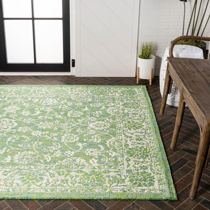 Tela Bohemian Inspired Textured Weave Floral Indoor/Outdoor Area Rug - JONATHAN Y