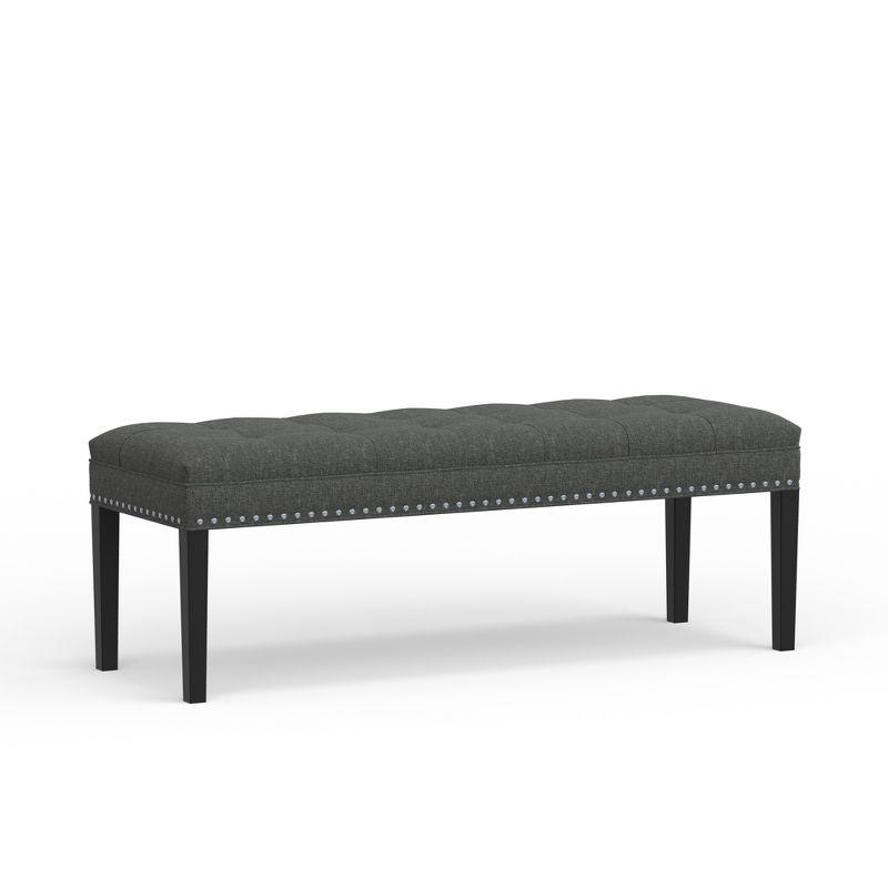 Glenwillow Home 46.5" Upholstered Bench with Nailhead Trim and Wood Legs in Dark Gray
